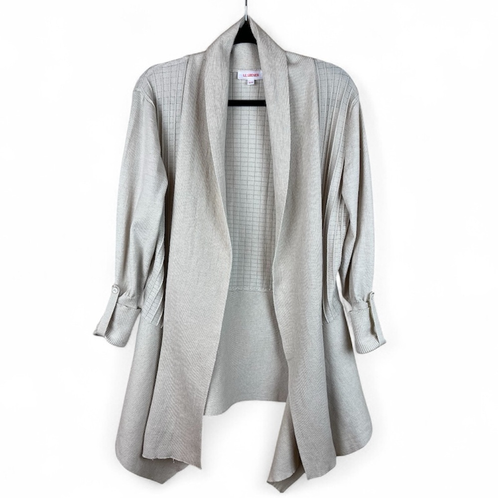 Le Grenier Beige Knit Open Front Cardigan - Size M